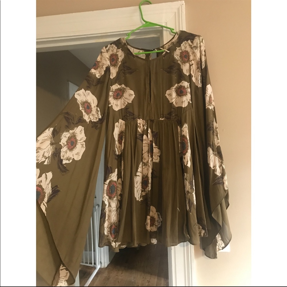Free People Floral Bell Sleeve Dress